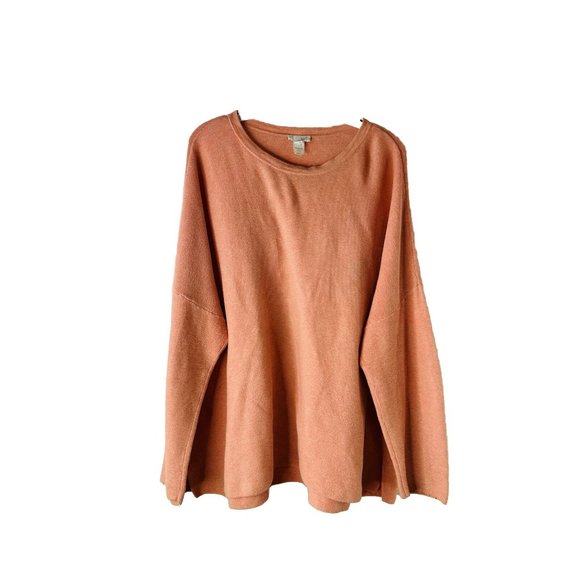 J. Jill Cotton Knit Lightweight Oversized Crewneck Sweater Orange - Picture 1 of 6